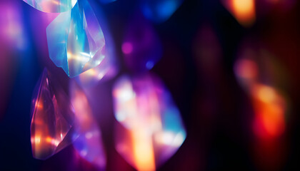 Enchanted Night: A Symphony of Bokeh, Blur colorful rainbow crystal light leaks