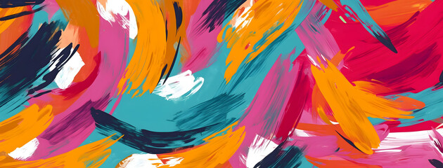 Vibrant Abstract Paint Strokes Background, abstract artwork featuring bold and dynamic strokes of paint in a riot of vibrant colors, creating a powerful visual impact