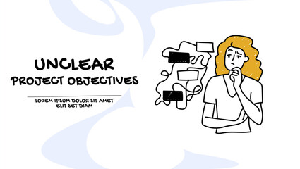 Vector of a woman feeling confused with unclear project objectives