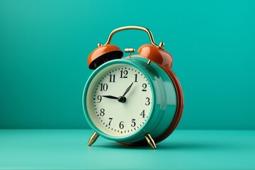 Alarm clock for early wake up. Teal background.