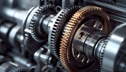 Fototapeta premium Close-Up of a Stainless Steel Gear: Engine Background