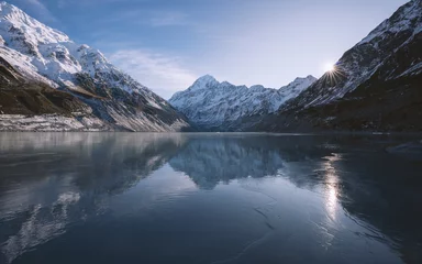 Crédence en verre imprimé Aoraki/Mount Cook New Zealand mountain Aoraki / Mount Cook in a winter landscape