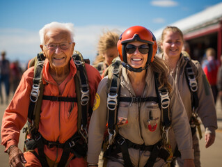 Fototapeta premium an old man skydiving
