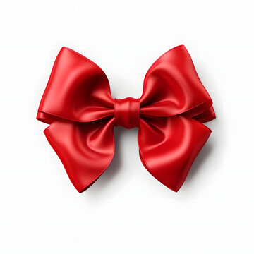 Red bow isolated on white background, Red ribbon, gift ribbon