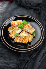 halloumi fried cheese meal food snack on the table copy space food background rustic top view