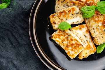 halloumi fried cheese meal food snack on the table copy space food background rustic top view