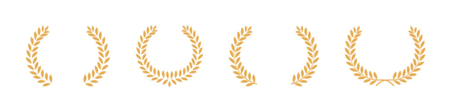 Laurel wreath. Trophy award leaves circle best nomination. Laurel leaf crest sign. Roman wreath best movie nomination. Film festival award border.