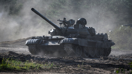 TANK - Armored military vehicle from Cold War period of Soviet (Russia) construction