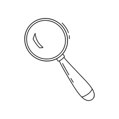 Magnifying doodle sketch. Magnifier outline icon isolated on white background.