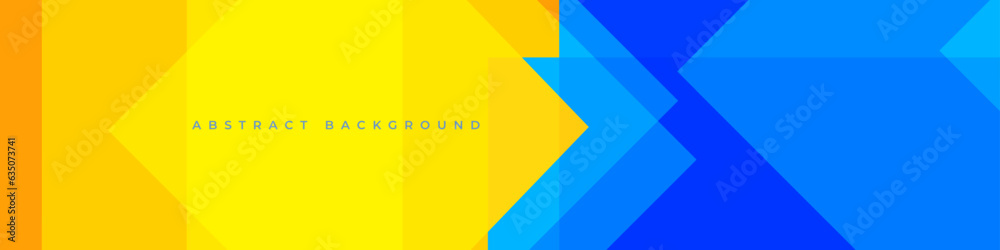 Aufkleber Abstract yellow and blue banner with geometric objects. Vector abstract business background design. Vector illustration