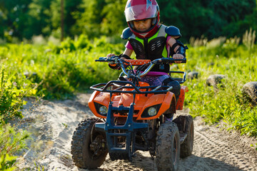 Girl riding an electric quad bike © Angelov