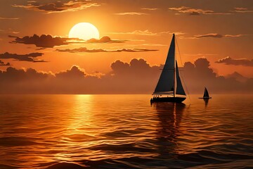 Fototapeta premium sailboat at sunset
