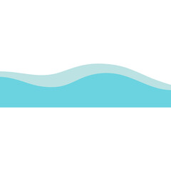 Blue sea with waves isolated on transparent background 