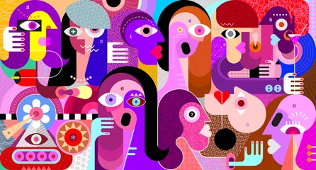  Large group of people digital graphic illustration. ©  danjazzia