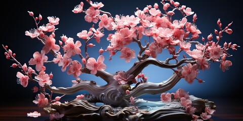 AI Generated. AI Generative. Asian Japanese flower plant sakura cherry blossom little tree decoration. Graphic Art