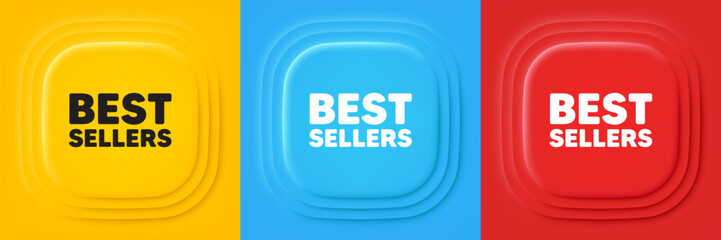 Best sellers tag. Neumorphic offer banners. Special offer price sign. Advertising discounts symbol. Best sellers podium background. Product infographics. Vector