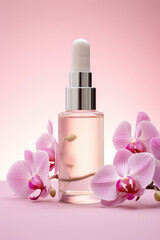 Fototapeta na wymiar Orchid Essential Oil Skin Care Product Advert Shot