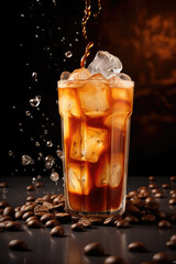 Iced Coffee of Cola on a Dark Background