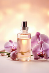 Obraz na płótnie Canvas Orchid Essential Oil Skin Care Product Advert Shot