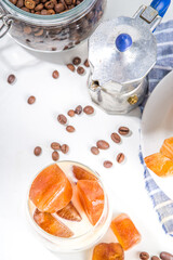 Coffee with frozen espresso ice cubes