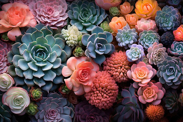 bouquet of colorful succulent  - obrazy, fototapety, plakaty