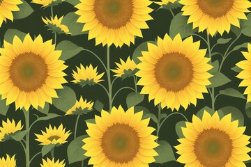 Sunny Sunflowers on a Green Background