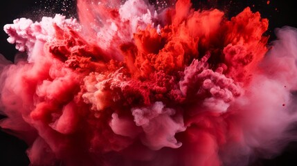 Colored powder explosion abstract background. Colorful paint exploding powder texture. Generative AI.