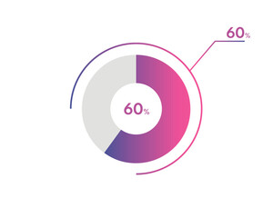 60 Percentage circle diagrams Infographics vector, circle diagram business illustration, Designing the 60% Segment in the Pie Chart.