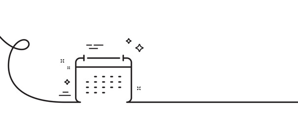 Calendar line icon. Continuous one line with curl. Annual planner sign. Event schedule symbol. Calendar single outline ribbon. Loop curve pattern. Vector © blankstock