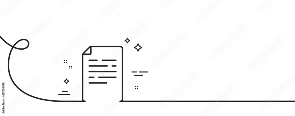 Poster document line icon. continuous one line with curl. doc file page sign. office note symbol. document 