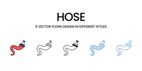 Hose Icon Design in Five style with Editable Stroke. Line, Solid, Flat Line, Duo Tone Color, and Color Gradient Line. Suitable for Web Page, Mobile App, UI, UX and GUI design.