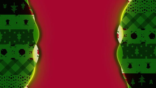 simple christmas red white green template. GLowing lines with wave video effect