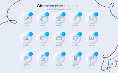 Set of International flight, Idea and User notification line icons for web app. Flexible mattress, Stars, Wifi icons. Love message, People chatting, Eco bike signs. Winner medal. Vector