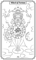 the illustration - card for tarot - Wheel of Fortune card.
