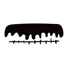 Frankenstein monster hair, stitch Halloween costume accessory hand drawn illustration. Cartoon style flat design, isolated vector. Kids seasonal print element, autumn holiday party, cosplay, carnival