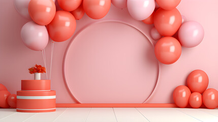 3d background products minimal podium scene podium products display background, happy birthday theme, bright colors