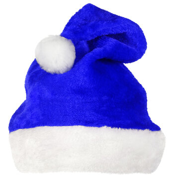 Santa Claus hat or Christmas blue cap isolated on transparent background