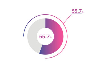 55.7 Percentage circle diagrams Infographics vector, circle diagram business illustration, Designing the 55.7% Segment in the Pie Chart.