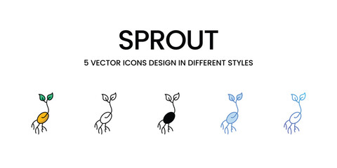 Sprout Icon Design in Five style with Editable Stroke. Line, Solid, Flat Line, Duo Tone Color, and Color Gradient Line. Suitable for Web Page, Mobile App, UI, UX and GUI design.