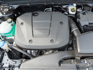 Fototapeta premium Motor of a modern car close-up. The engine of a modern car.