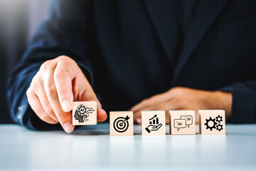 Business strategy planning To market  goal and target icon, corporate development leadership, success, strategy, business target concept.