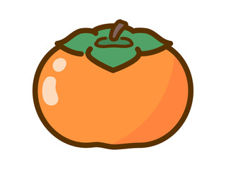 秋の味覚のイラスト素材、画線のある柿のイラスト