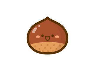 秋の味覚のイラスト素材、可愛い顔の栗のイラスト