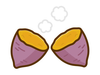 秋の味覚のイラスト素材、焼き芋