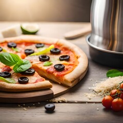 Pizza on a neutral background created by AI
