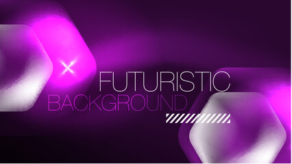 Glowing neon hexagons in dark space. Digital technology cyberspace hi-tech techno abstract background template