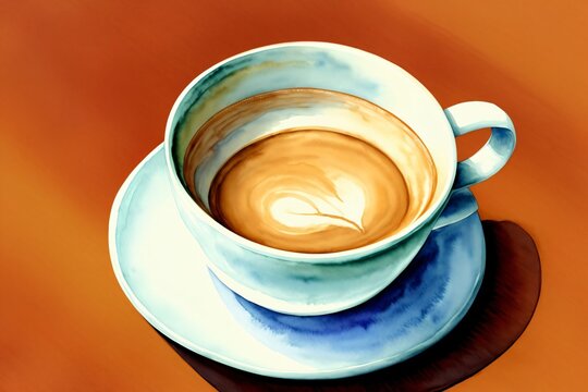 A Painting Of A Cup Of Coffee On A Saucer
