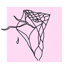 illustration abstract outline snake on pink background, color abstractposter 	