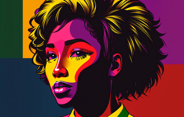 Fashion african american woman portrait in pop art comic style. 
