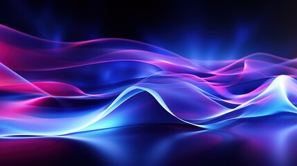 Fototapeta premium Abstract background neon glowing blue and violet wavy lines